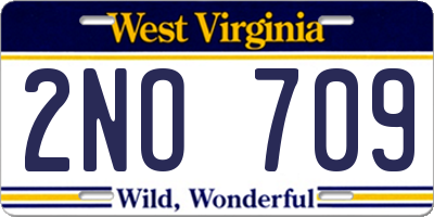 WV license plate 2NO709