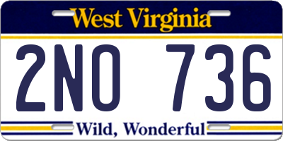 WV license plate 2NO736