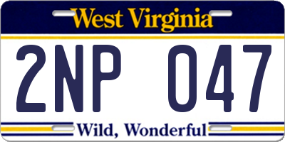 WV license plate 2NP047