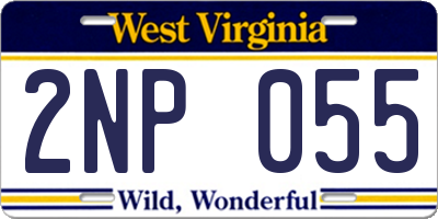WV license plate 2NP055