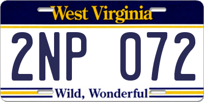 WV license plate 2NP072