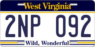 WV license plate 2NP092