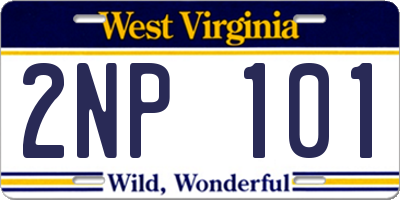 WV license plate 2NP101