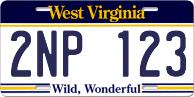 WV license plate 2NP123