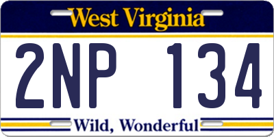 WV license plate 2NP134
