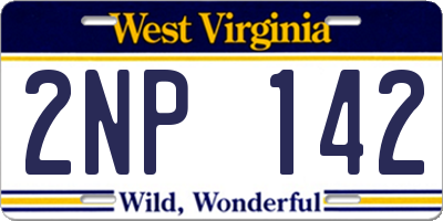 WV license plate 2NP142