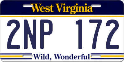 WV license plate 2NP172