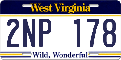 WV license plate 2NP178