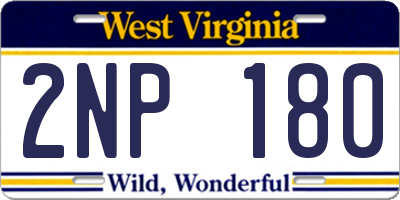 WV license plate 2NP180
