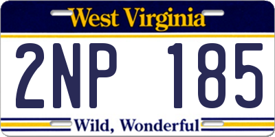 WV license plate 2NP185