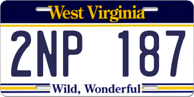 WV license plate 2NP187