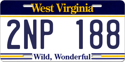 WV license plate 2NP188