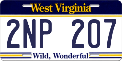 WV license plate 2NP207
