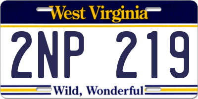 WV license plate 2NP219