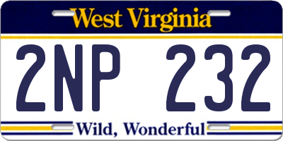 WV license plate 2NP232