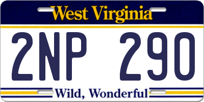 WV license plate 2NP290