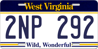 WV license plate 2NP292