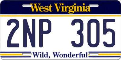 WV license plate 2NP305