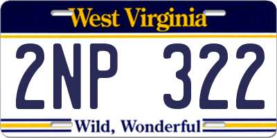 WV license plate 2NP322