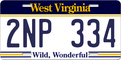 WV license plate 2NP334