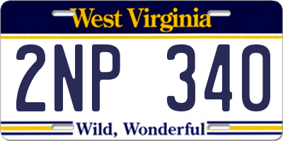 WV license plate 2NP340