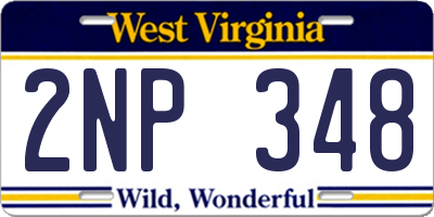 WV license plate 2NP348