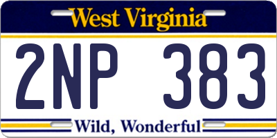 WV license plate 2NP383