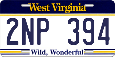 WV license plate 2NP394