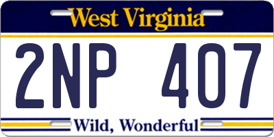 WV license plate 2NP407