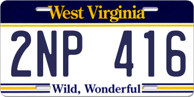 WV license plate 2NP416