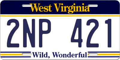 WV license plate 2NP421