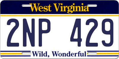 WV license plate 2NP429