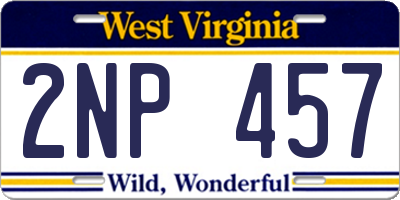 WV license plate 2NP457