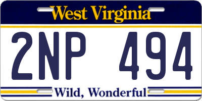 WV license plate 2NP494