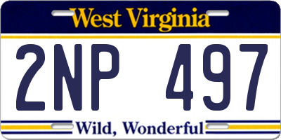 WV license plate 2NP497