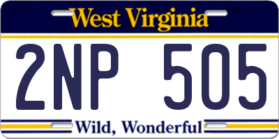 WV license plate 2NP505