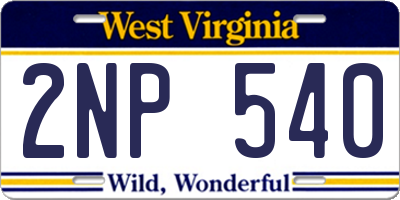WV license plate 2NP540