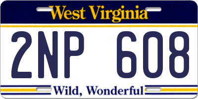 WV license plate 2NP608