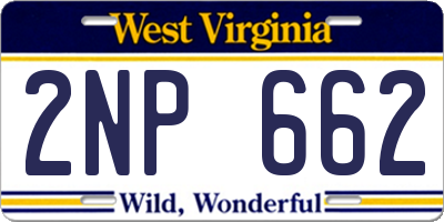WV license plate 2NP662