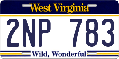 WV license plate 2NP783