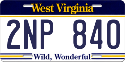 WV license plate 2NP840