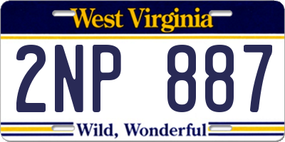 WV license plate 2NP887