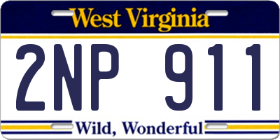 WV license plate 2NP911