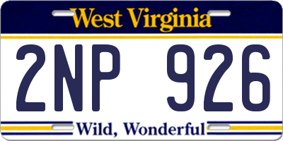WV license plate 2NP926