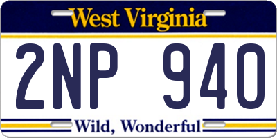 WV license plate 2NP940