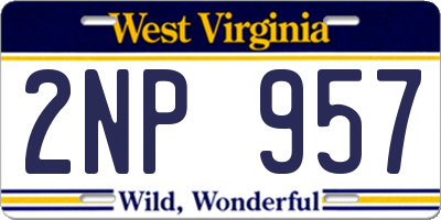 WV license plate 2NP957