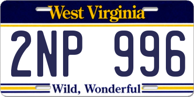 WV license plate 2NP996