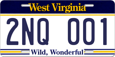 WV license plate 2NQ001