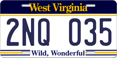 WV license plate 2NQ035