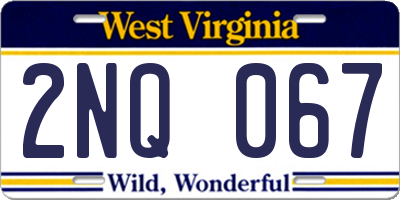 WV license plate 2NQ067